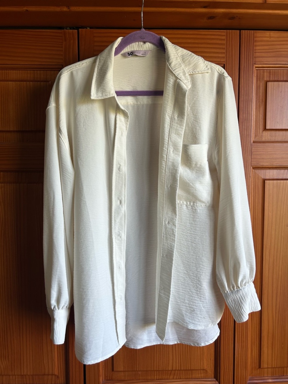 SO Cream Lightweight Button-Front Top
